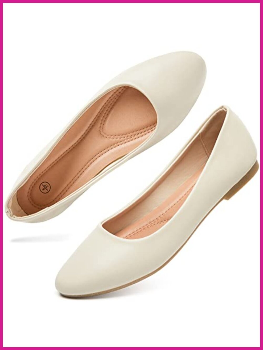 Women's PU Leather Slip On Ballet Flats Comfortable Round Toe Shoes